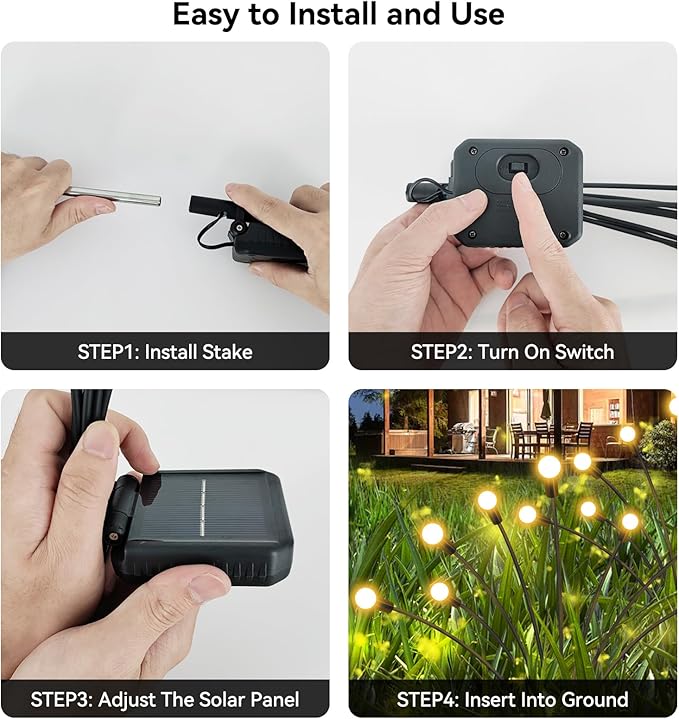 Solar Garden Lights Outdoor Waterproof, 2 Pack 16 LED Swaying Light Firefly - Image 5
