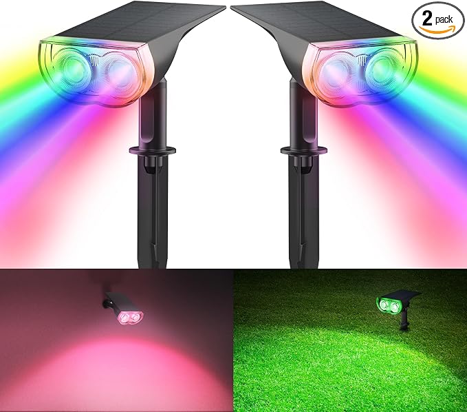 Consciot Solar Color Changing Outdoor Spotlights, 7 Lighting Modes Outside by Consciot