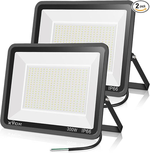 2 pack 300W LED Flood Light, Super Bright 42, 500LM 5000K Daylight IP66 by XYCN