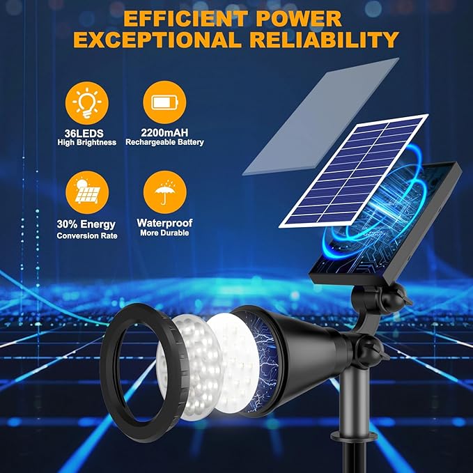 RGB Halloween Solar Spot Lights Outdoor, 36 LEDs Solar Lights Outdoor Color - Image 6
