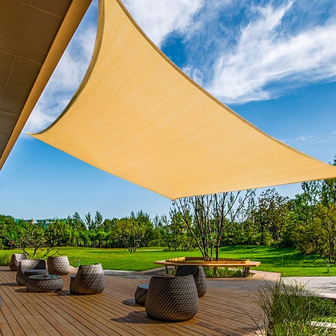 KANAGAWA 12'X18' Sand Custom Size Sun Shade Sail Rectangle UV Block Canopy Cover by KANAGAWA