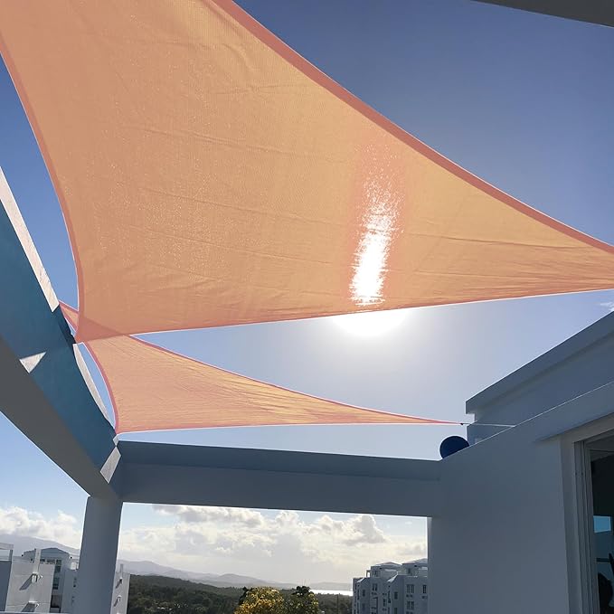 SUNNY GUARD Custom Size 8'x8'x8' Peach Fuzz Sun Shade Sail Triangle UV Block by SUNNYGUARD