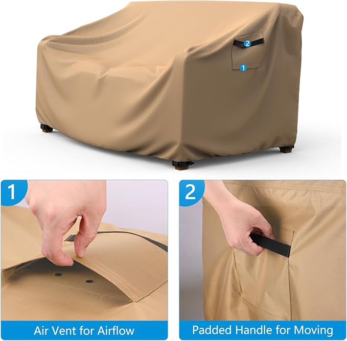 Heavy Duty Patio Sofa Cover, Mrrihand 2-Seater Outdoor Sofa Loveseat Cover - Image 3