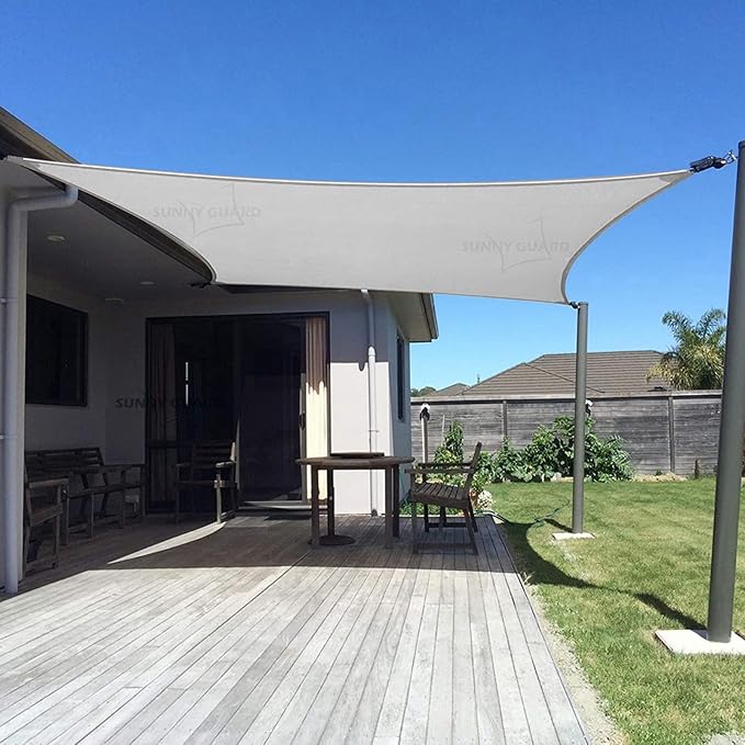 SUNNY GUARD Custom Size 10'x12' Silver Grey Sun Shade Sail Rectangle UV Block by SUNNYGUARD