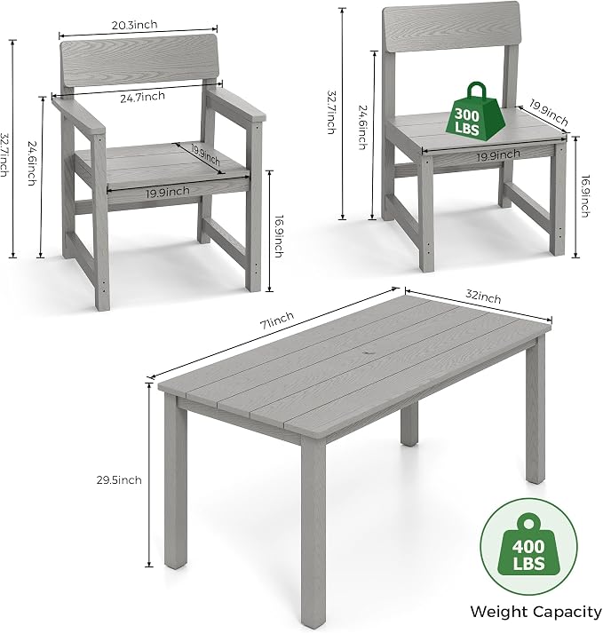 5-Piece HIPS Patio Dining Set for 4 Person Outdoor Dining Sets - Image 7