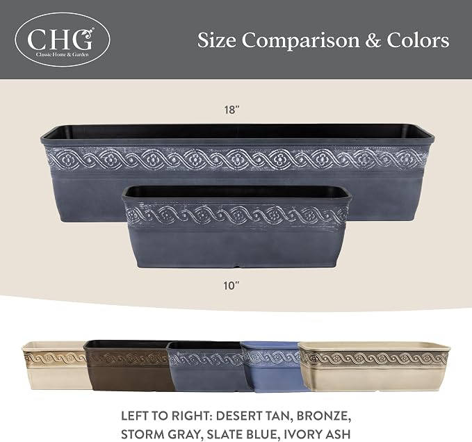 Classic Home and Garden Corinthian Trough, Ivory Ash - Image 6
