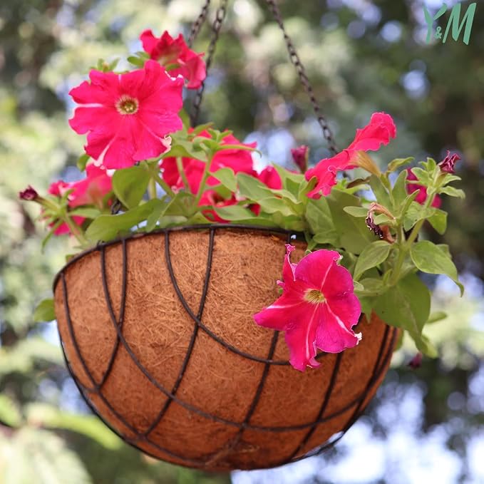 Y&M Pack of 4 12" Pre-Formed Round Coco Fiber Coco Liner Hanging Basket Liners - Image 4