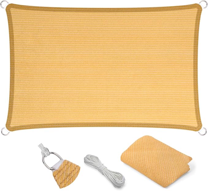 Eden's Decor Straight Flat-Edged Sun Shade Sail Rectangular 6' x 13' Wheat by EdensDecorInc