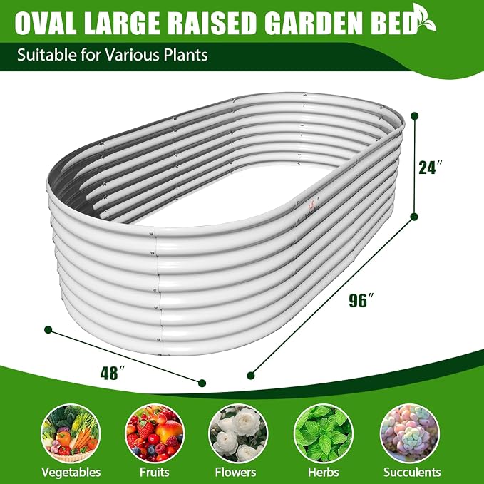 A ANLEOLIFE 8X4X2 ft Galvanized Raised Garden Beds Outdoor, Oval Large Metal - Image 3