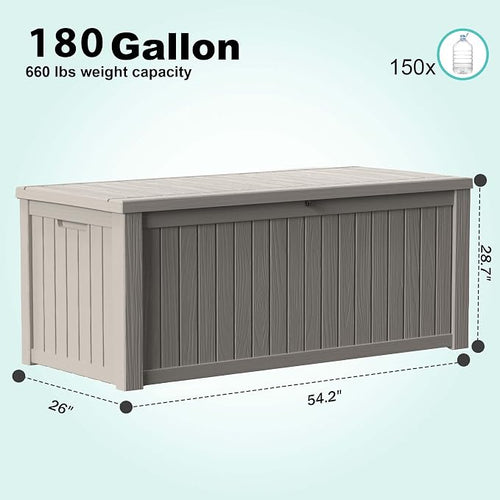 180 Gallon Outdoor Deck Box, Lockable Waterproof Outdoor Storage Boxes - Image 2