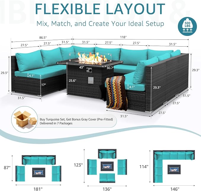 NICESOUL Extra Large 9 Piece Patio Furniture Set - Image 4