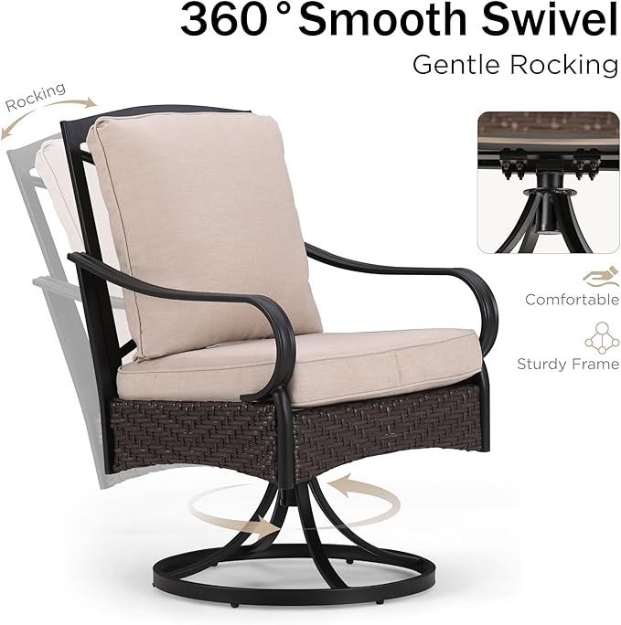 PHI VILLA 5-Piece Outdoor Dining Sets, All-Weather Patio Table and Chairs Set - Image 4