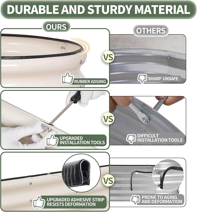 1MORE Galvanized Raised Garden Bed- Planter Garden Boxes Outdoor, Raised Beds - Image 3