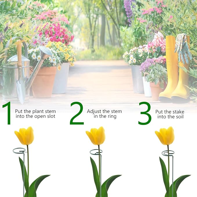 36 Inch 12 Packs Plant Support Stakes, Garden Single stemmed Plant Support Hoops - Image 4