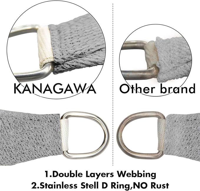 KANAGAWA Sun Shade Sail Curved 24'X24' Grey Rectangle Outdoor Shade Cover UV - Image 3