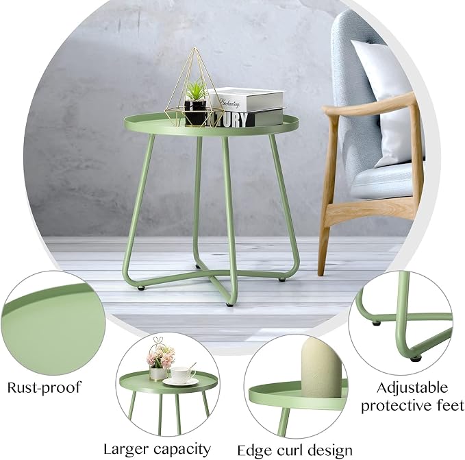 danpinera Outdoor Side Tables, Weather Resistant Steel Patio Side Table - Image 5