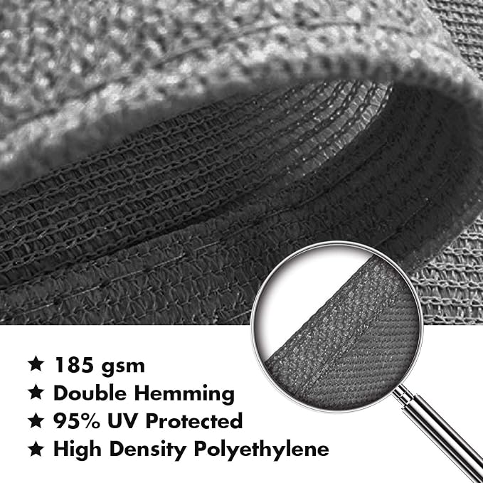 KANAGAWA Sun Shade Sail 12'x16' Dark Gray Rectangle UV Block Canopy Awning - Image 5
