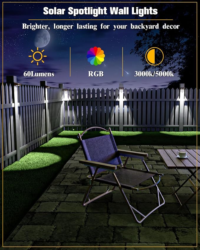 Solar Fence Lights 12 Pack Brown, 50 Lumens Outdoor Fence Lights Solar Powered - Image 2