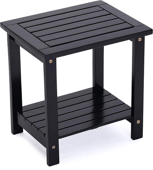 2-Tier Adirondack Side Table – Weather Resistant Wooden End Table, Rectangular by AN68-Home-Clicknow