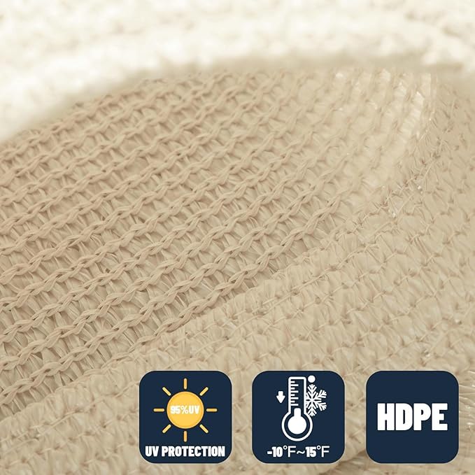SUNNY GUARD Custom Size 6'x10' Butter Cream Sun Shade Sail Rectangle UV Block - Image 4