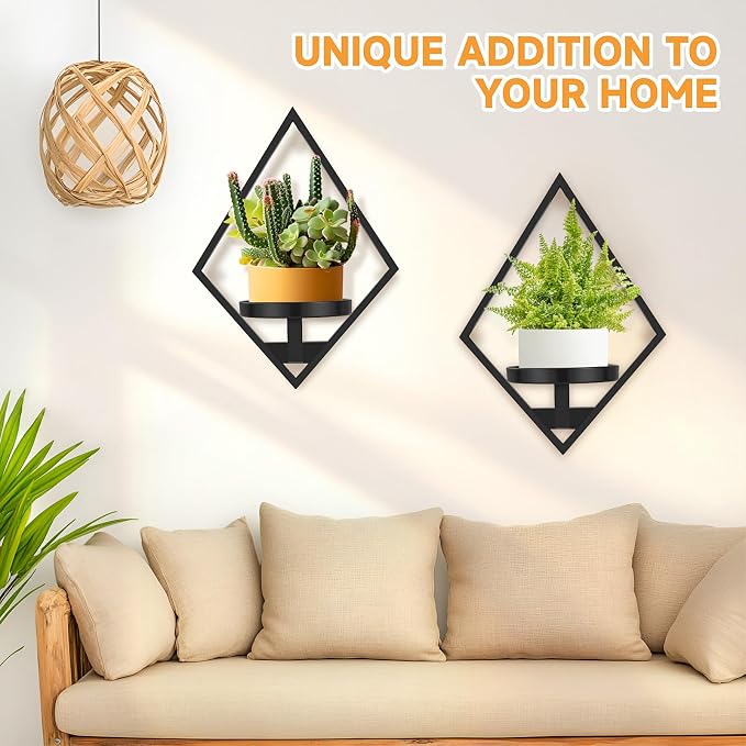 Wall Plant Holder, 2 Pack Metal Floating Shelves Indoor, Window Sill Plant Shelf - Image 3