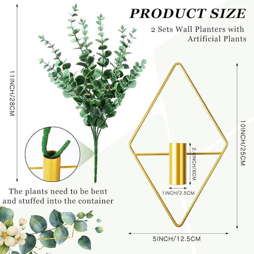 2 Pieces Gold Wall Decor Hanging Planters - Image 2