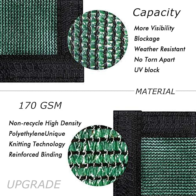 UPGRADE Privacy Fence Screen 5'x15' Dark Green Outdoor 90% Visibility Blockage - Image 2
