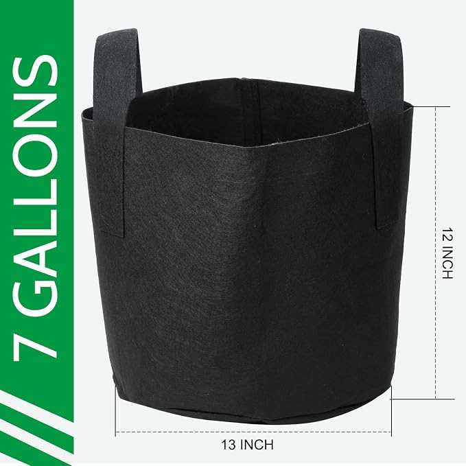 JERIA 12-Pack 7 Gallon Grow Bags, 300G Thickened Nonwoven Garden Pots, Heavy - Image 2