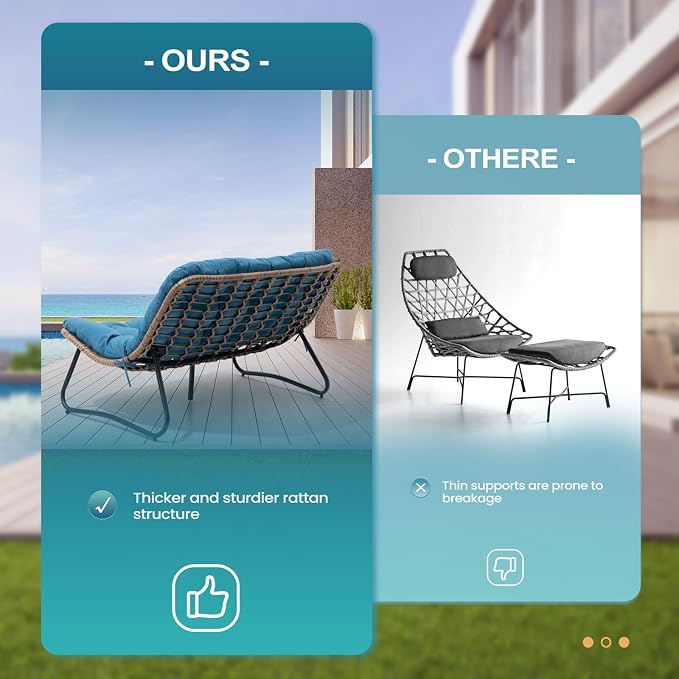 Crestlive Products Patio Loveseat, All-Weather Rattan Large Furniture - Image 4