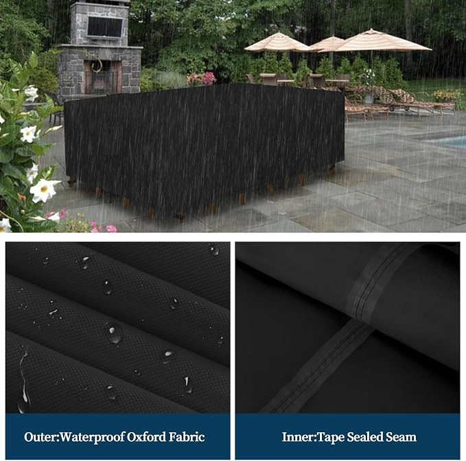 Easy-Going Rectangle Patio Furniture Cover Waterproof Outdoor Dining Table and - Image 4