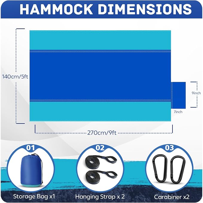 Camping Hammock Lightweight, Portable Hammocks Parachute Hammock - Image 2