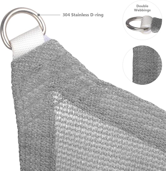 Eden's Decor Straight Flat-Edged Sun Shade Sail Rectangular 5' x 10' Grey - Image 2