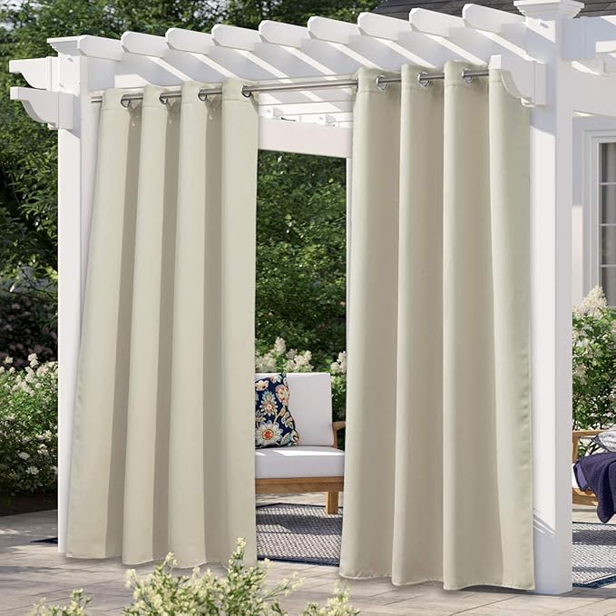 NICETOWN Outdoor Patio Curtains Waterproof, Stainless Steel Grommet Porch Decor by NICETOWN