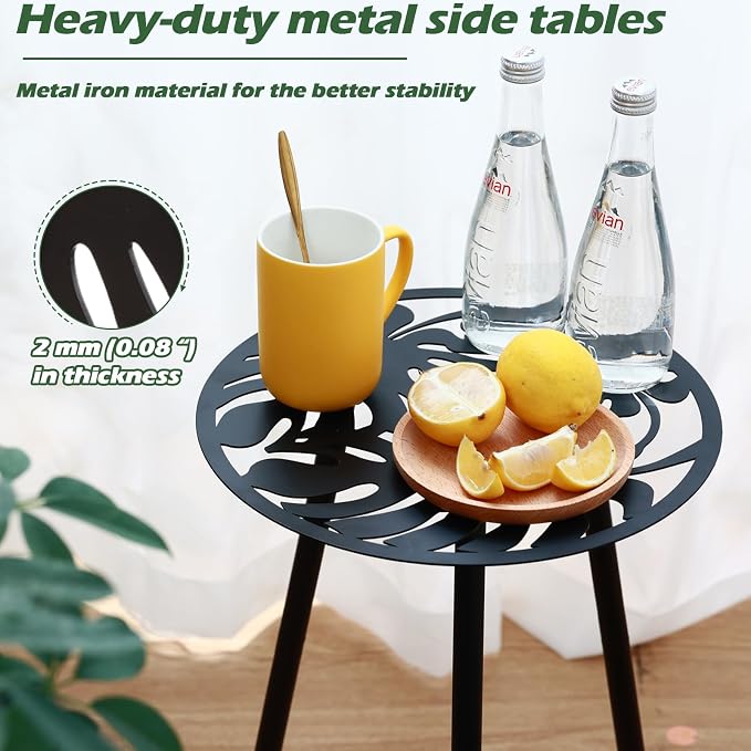 1 Pack Metal Outdoor Side Tables Small Outside Round End Table - Image 4