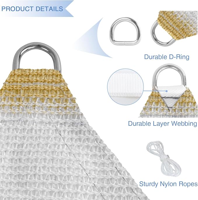 E&K Sunrise 8' x 8' x 8' Sun Shade Sail Triangle Canopy Shade Cover UV Block - Image 4