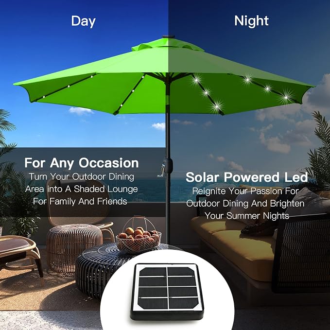 Sunnyglade 9' Solar LED Lighted Patio Umbrella - Image 5