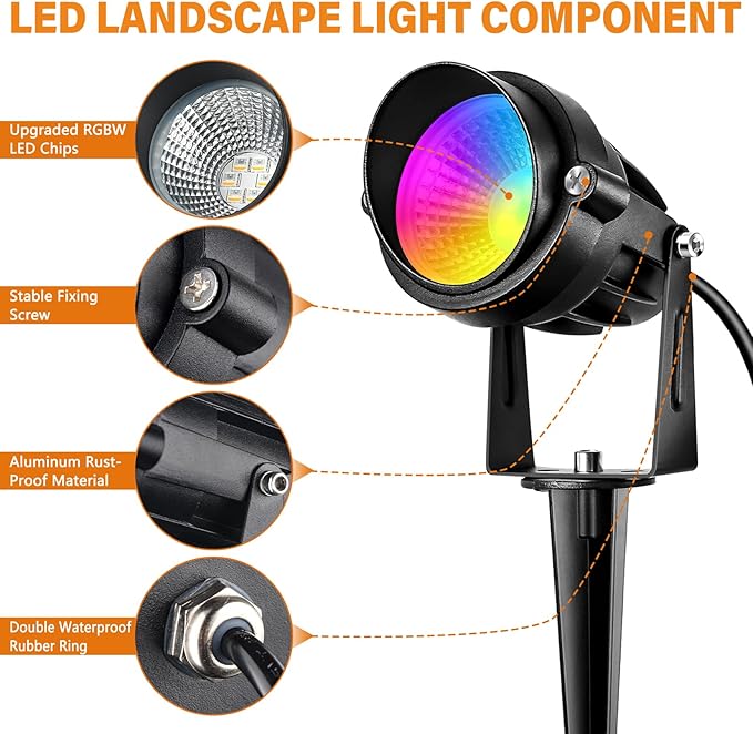 RGBW Low Voltage Landscape Lights, 16 Color Changing Outdoor Landscape Lighting - Image 3