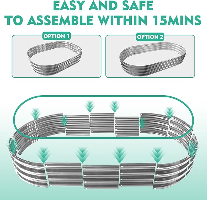 6X3X1 FT Oval Galvanized Metal Garden Raised Bed/Plant Box - Image 3
