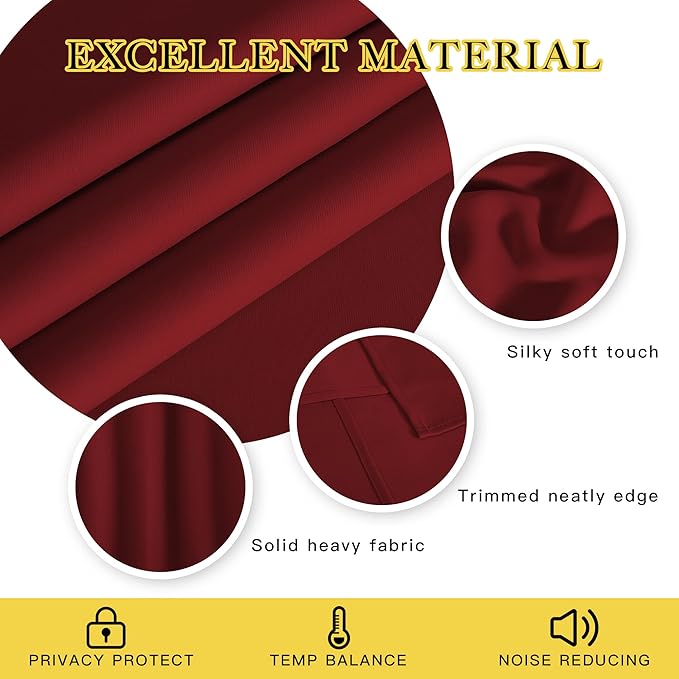 NICETOWN Burgundy Red Blackout Curtains - Image 2