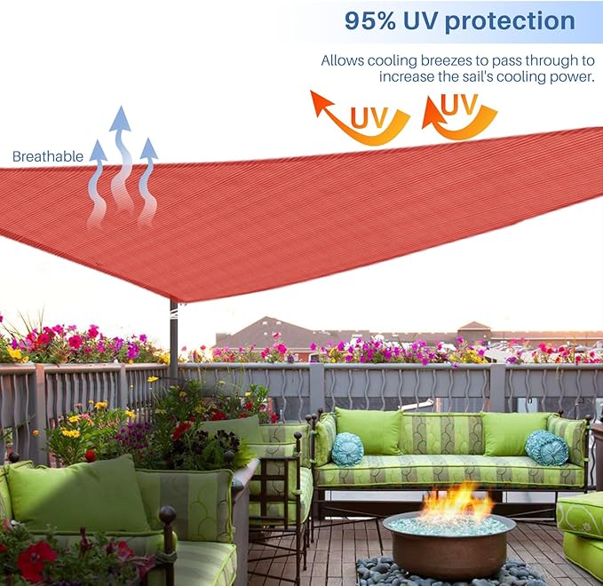 E&K Sunrise 15' x 15' x 15' Sun Shade Sail Triangle Canopy Shade Cover UV Block - Image 5