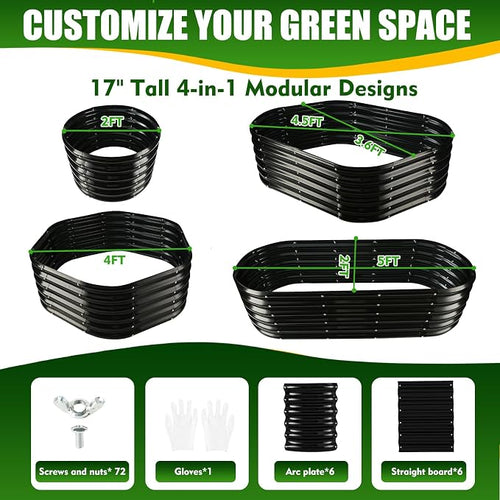 17" Tall Elevated Oval Metal Raised Garden Bed - 5ft x 2ft in Size and 0.8MM - Image 2