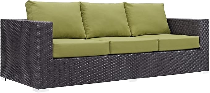 Modway Convene Wicker Rattan Outdoor Patio Sofa in Espresso Peridot by Modway