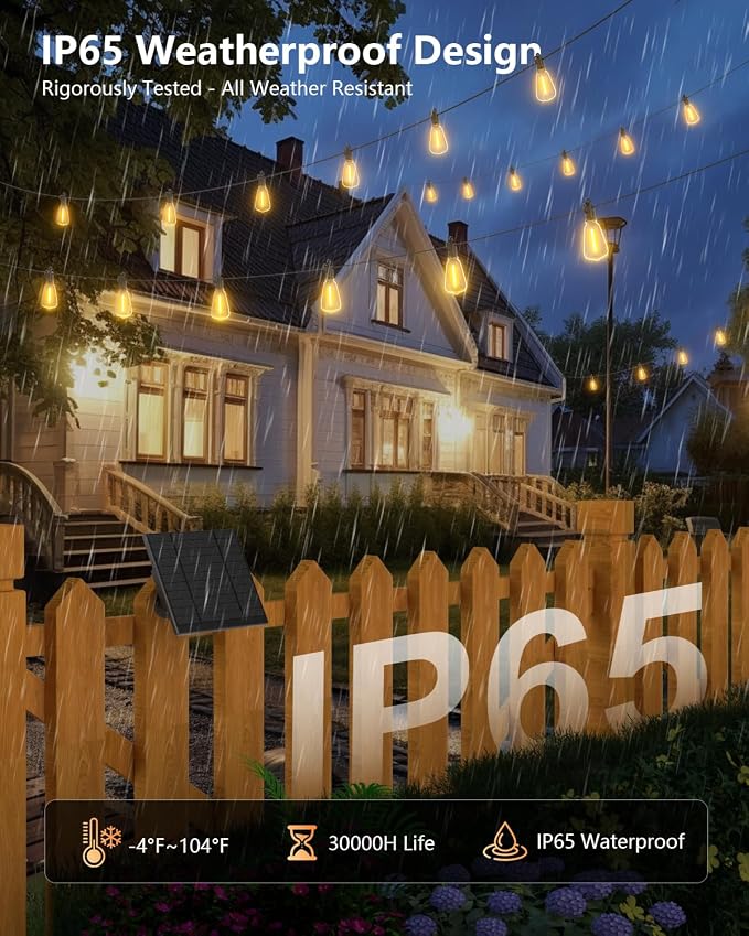 Brightown 37FT Solar String Lights Outdoor Waterproof - Image 3