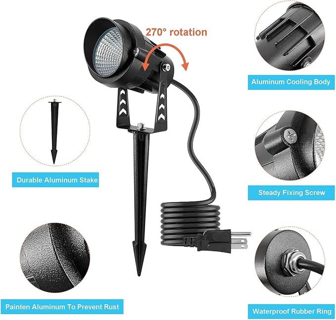 Color Changing Spotlight with Timer, 12W RGB Color Changing Spot Lights - Image 3