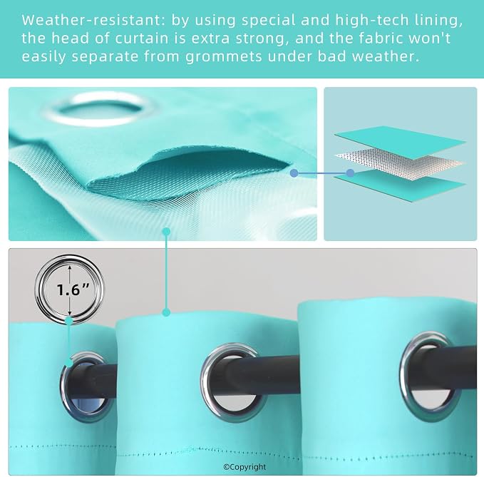 Waterproof Outdoor Curtain W105 x L95 - Image 3