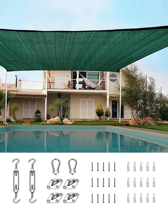 Quictent 185GSM HDPE Sun Shade Sail Canopy Green 98% UV-Blocked by QUICTENT