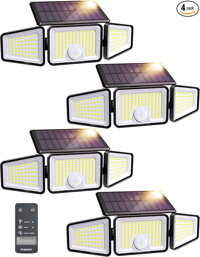 Ensenior Solar Lights Outdoor Motion Sensor, 2600LM 220 LED High Brightness by Ensenior