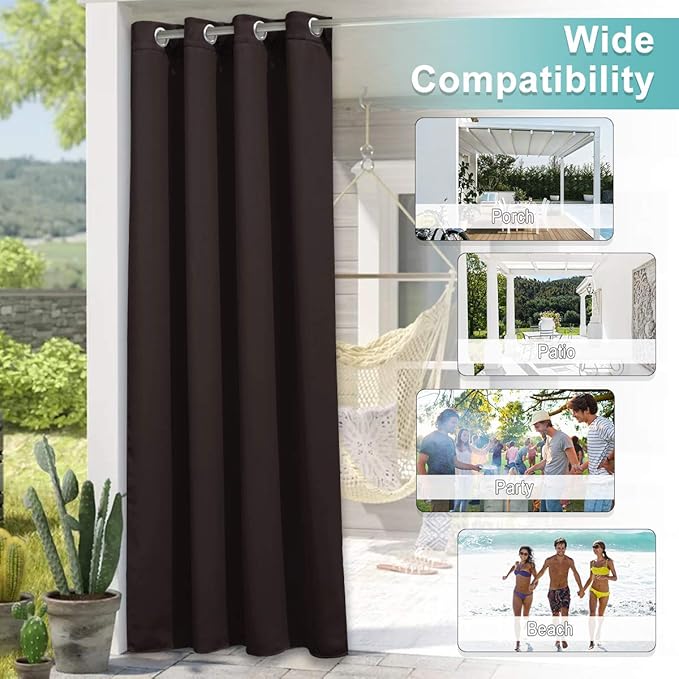 NICETOWN Outdoor Curtain for Patio Waterproof Extra Long 108" Length, Thermal - Image 5