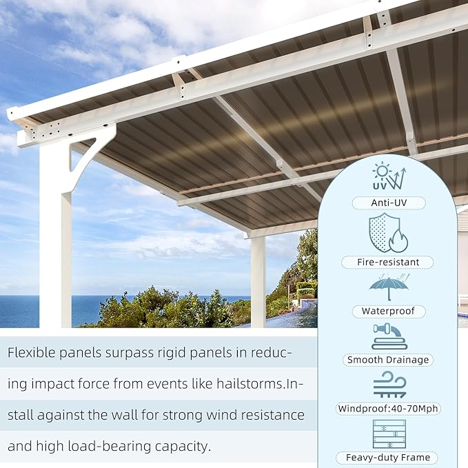 AECOJOY 14' x 10' Gazebo in White, Large Wall Mounted Gazebos on Clearance - Image 7