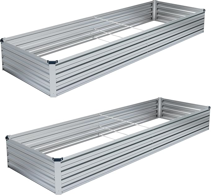 2PCS 8x4x1FT Galvanized Raised Garden Bed Kit, Vegetable Boxes-Rectangle Metal by DIIYIV